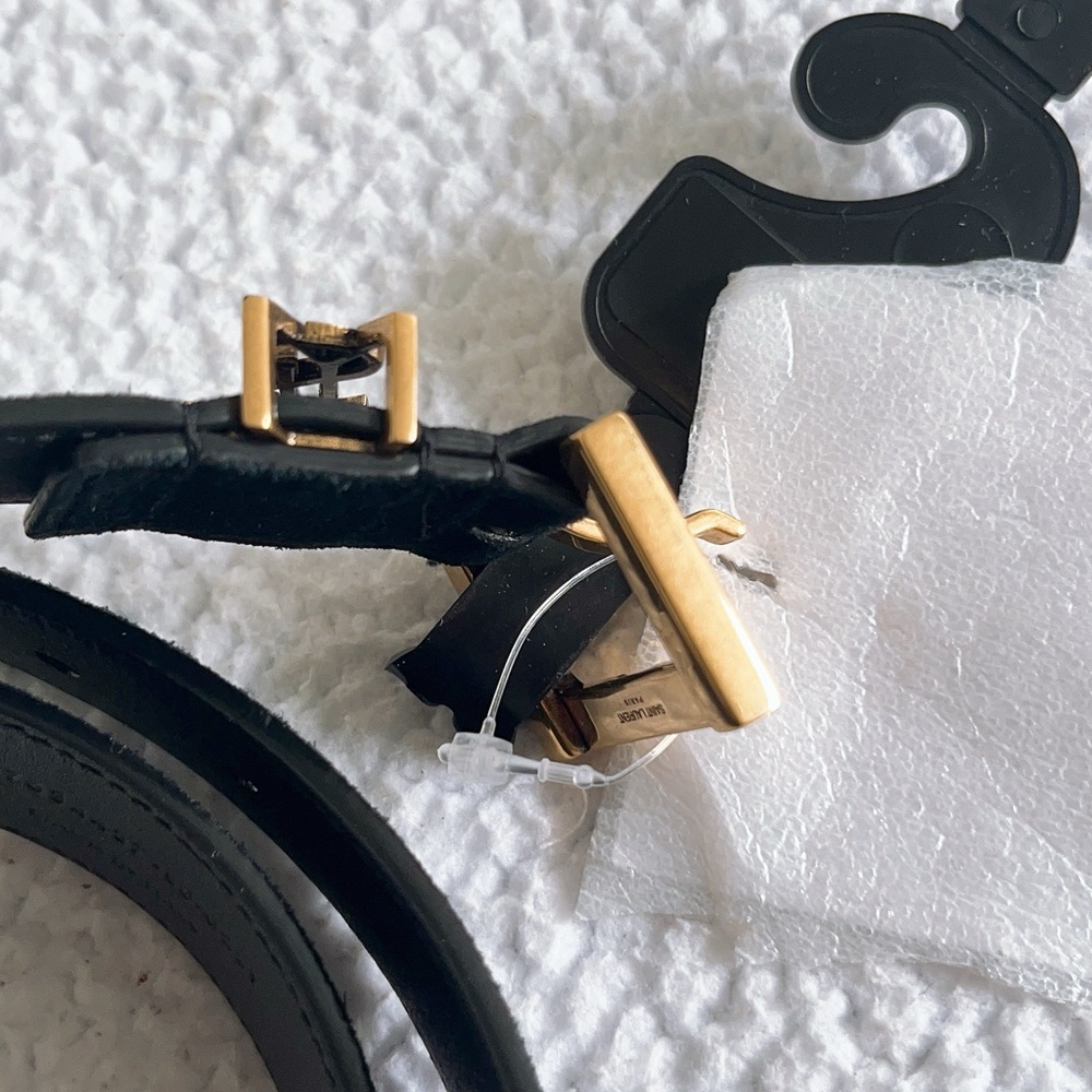 Saint Laurent  YSL Cassandre Belt With Square Buckle  In Suede - Picture 7 of 16